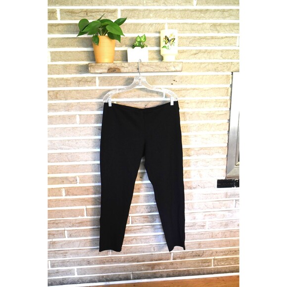 EILEEN FISHER Pull-On Pants Womens Sz L Black Stretch Viscose Nylon Spandex - Picture 1 of 7